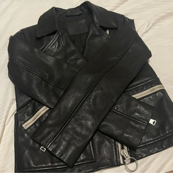 AllSaints Leather Biker Jacket - Picture 7 of 7